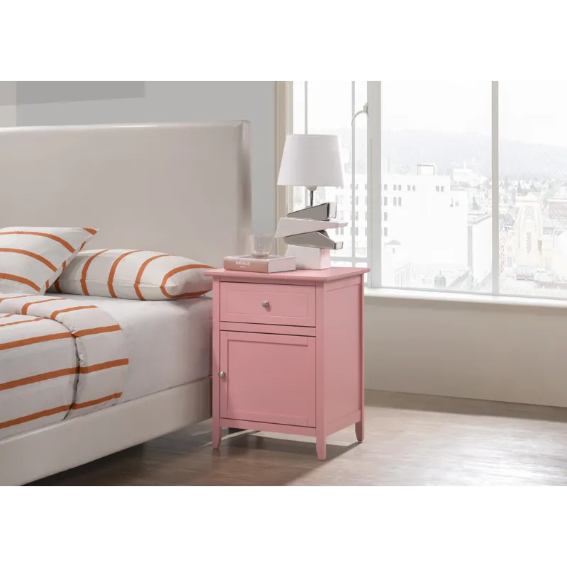 Izzy - G1404-N 1 Drawer /1 Door Nightstand - Pink