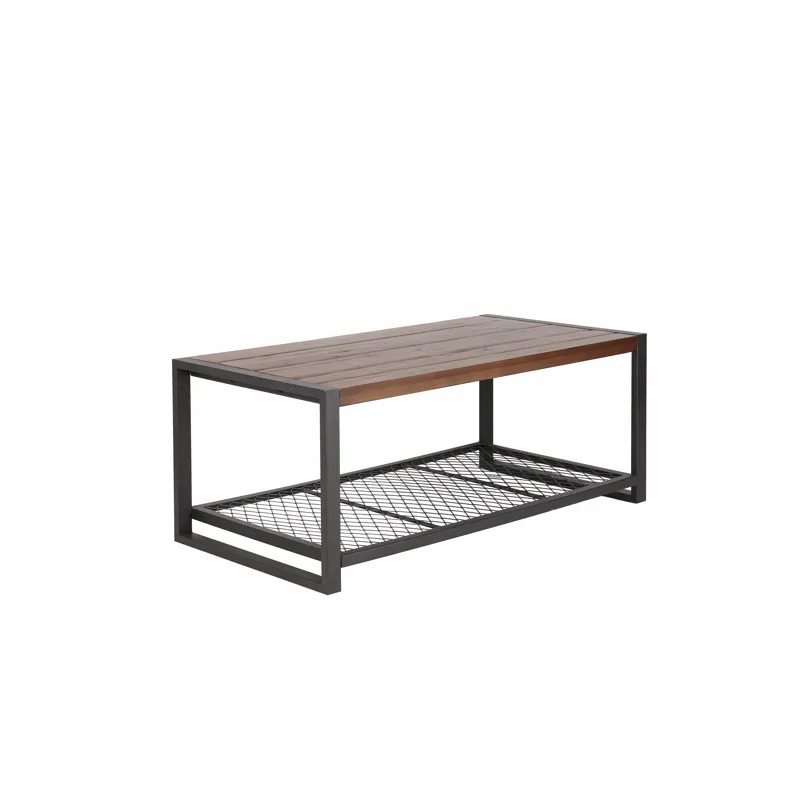 Console Coffee Table With Reclaimed Wood Finish, For Living Room - Natural