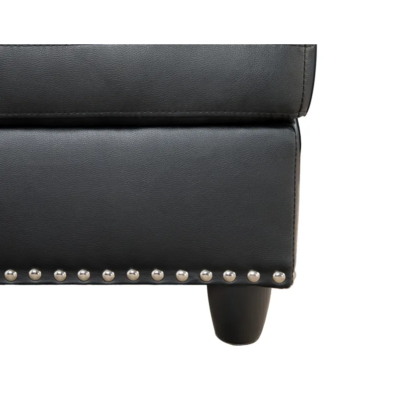 Irine - Faux Leather Sectional Sofa With Ottoman - Black