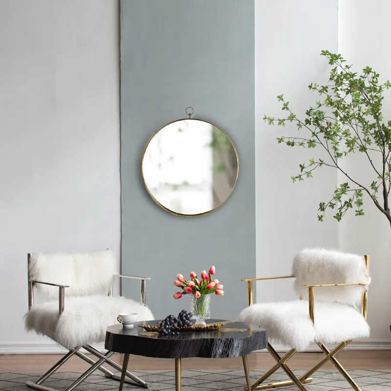 Round Mirror, Circle Mirror With Iron Frame For Living Room Bedroom Vanity, Entryway Hallway - Gold