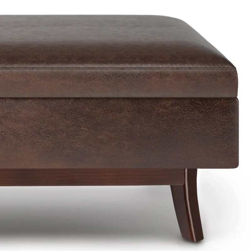 Owen - Rectangular Storage Ottoman - Distressed Chestnut Brown