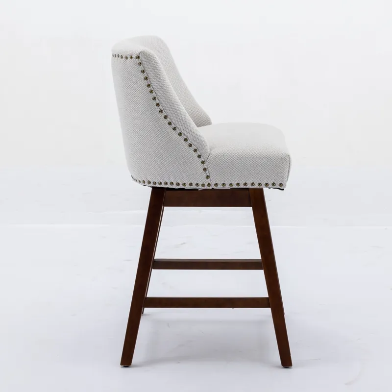 Counter Height Swivel Barstools, Upholstered Bar Stools (Set of 2) - Ivory