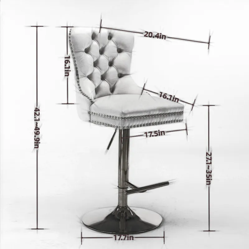 Thick Golden Swivel Velvet Barstools Adjusatble Seat Height From 25-33\", Modern Upholstered Bar Sto