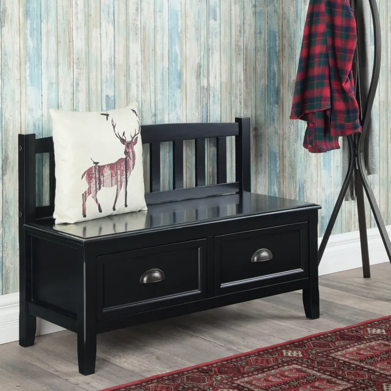 Burlington - Entryway Storage Bench with Drawers - Black
