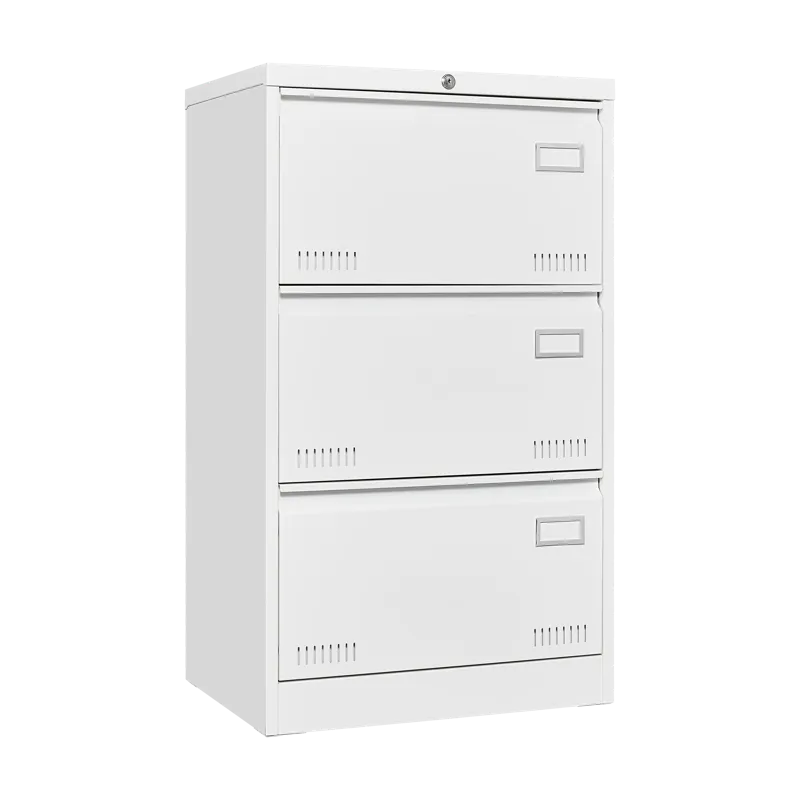 Filing Cabinet Lateral File Cabinet With Lock, 3 Drawer - White