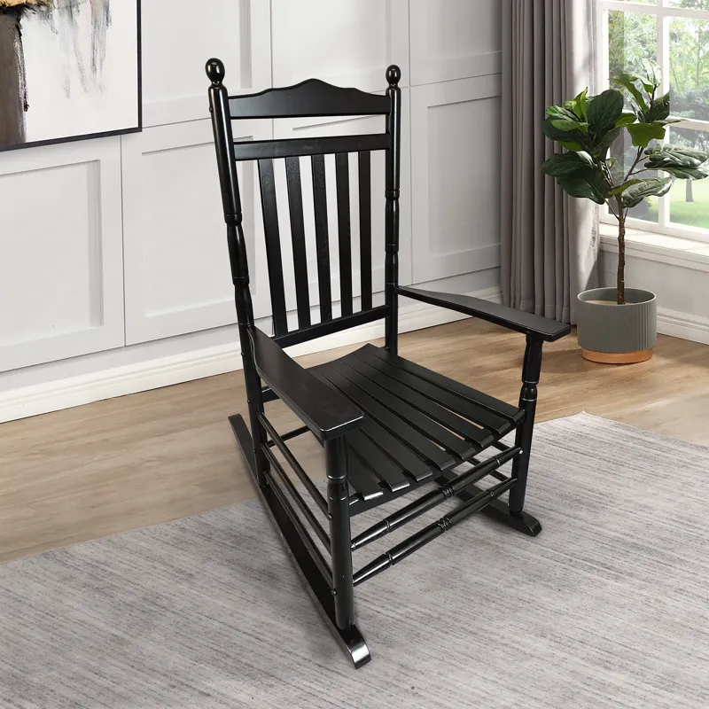 Balcony Porch Adult Rocking Wood Chair - Black