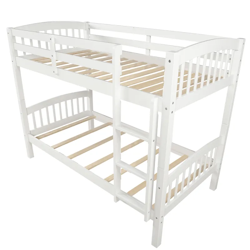 80.51\" Twin Over Twin Bunk Bed With Ladder - White