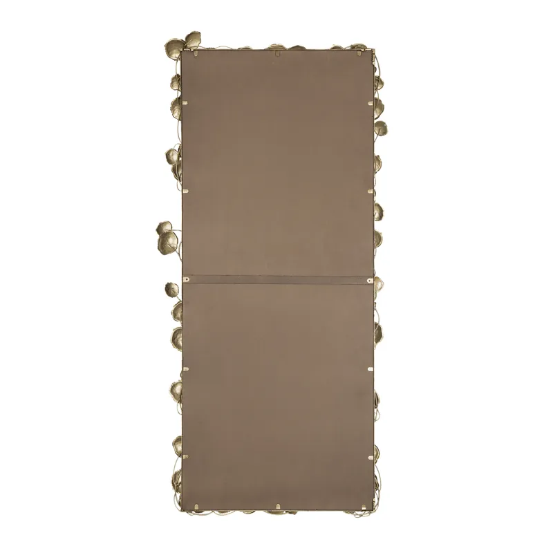 Stella Full Length Mirror With Leaf Accents, Floor Miiror For Living Room Bedroom - Golden