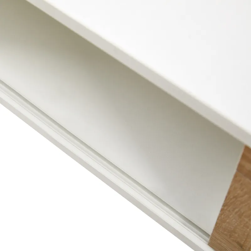 40.16\" Rattan Coffee Table, Sliding Door For Storage, Metal Legs, Modern Table For Living Room - Wh