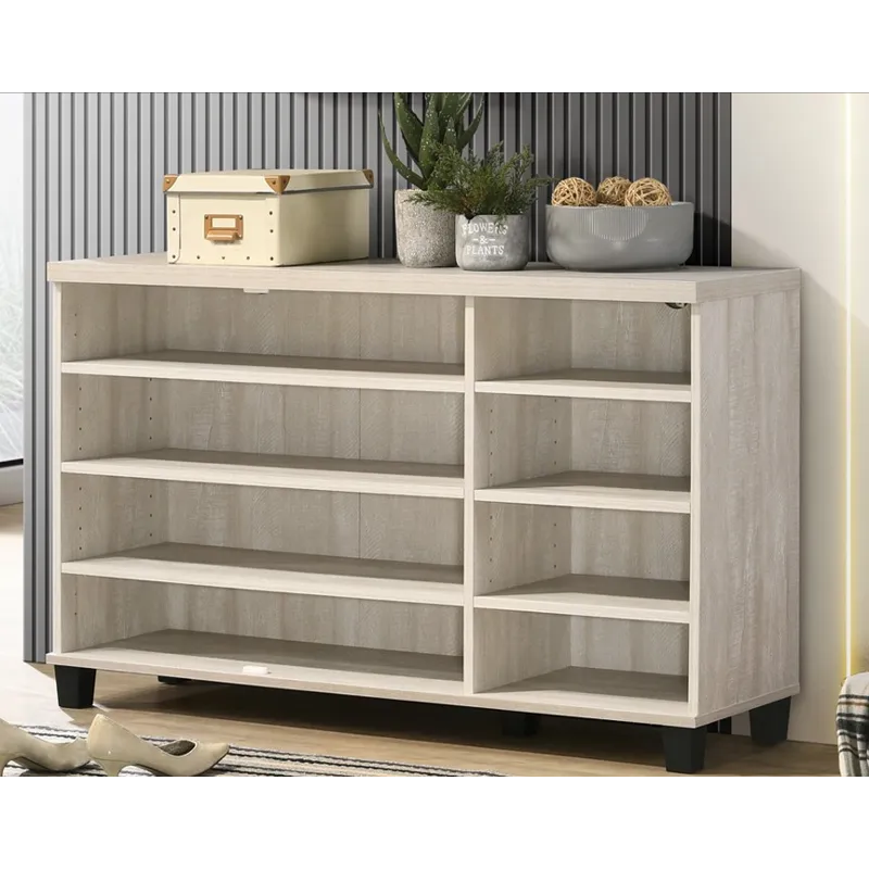 Corby - Oak Finish 3-Door Shoe Cabinet - Dusty Gray