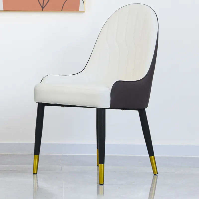 Modern PU Sponge-Filled Dining Chair, Solid Wood Metal Legs, Suitable For Restaurants, Living Rooms 