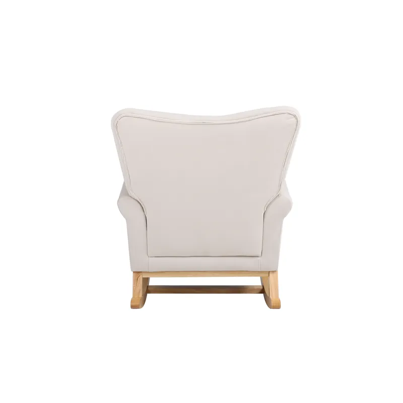 Baby Room High Back Rocking Chair Nursery Chair, Comfortable Rocker Fabric Padded Seat, Modern High 