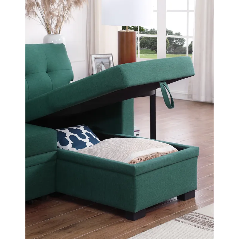 3 Piece Upholstered Sectional - Green