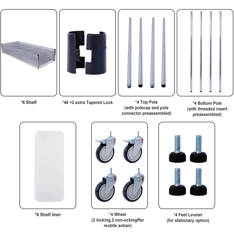 6 Tier 6000Lbs Capacity Nsf Metal Shelf Wire Shelving Unit, Heavy Duty Adjustable Storage Rack With 