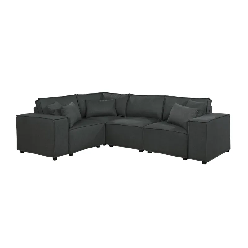 Melrose - Modular Sectional Sofa With Ottoman - Dark Gray Linen