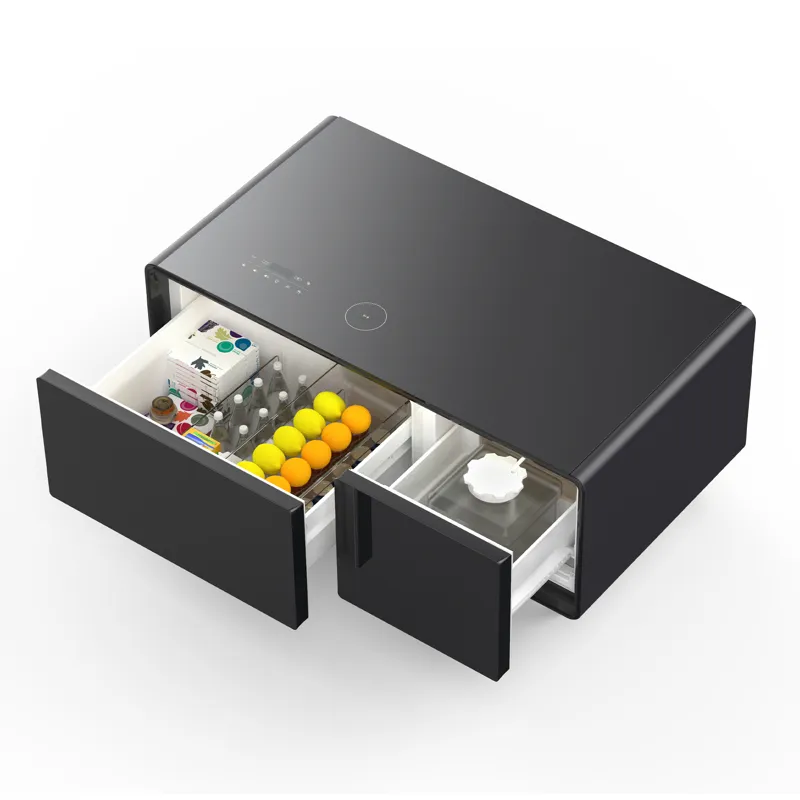 Modern Smart Coffee Table With Built-In Fridge - Bluetooth Speaker, Wireless Charging, Touch Control