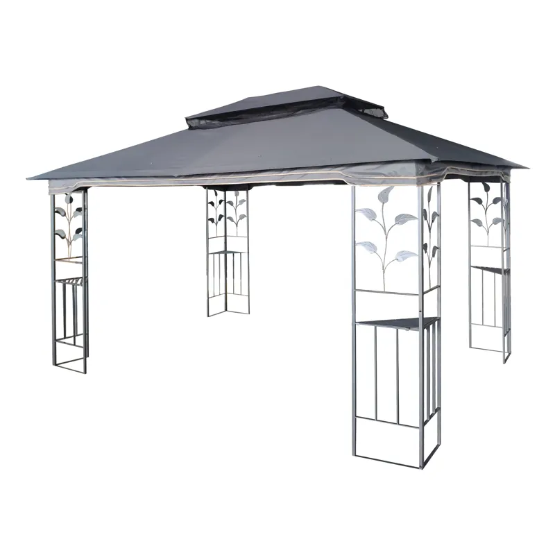 Outdoor Patio Gazebo Canopy Tent With Ventilated Double Roof And Mosquito Net (Detachable Mesh Scree