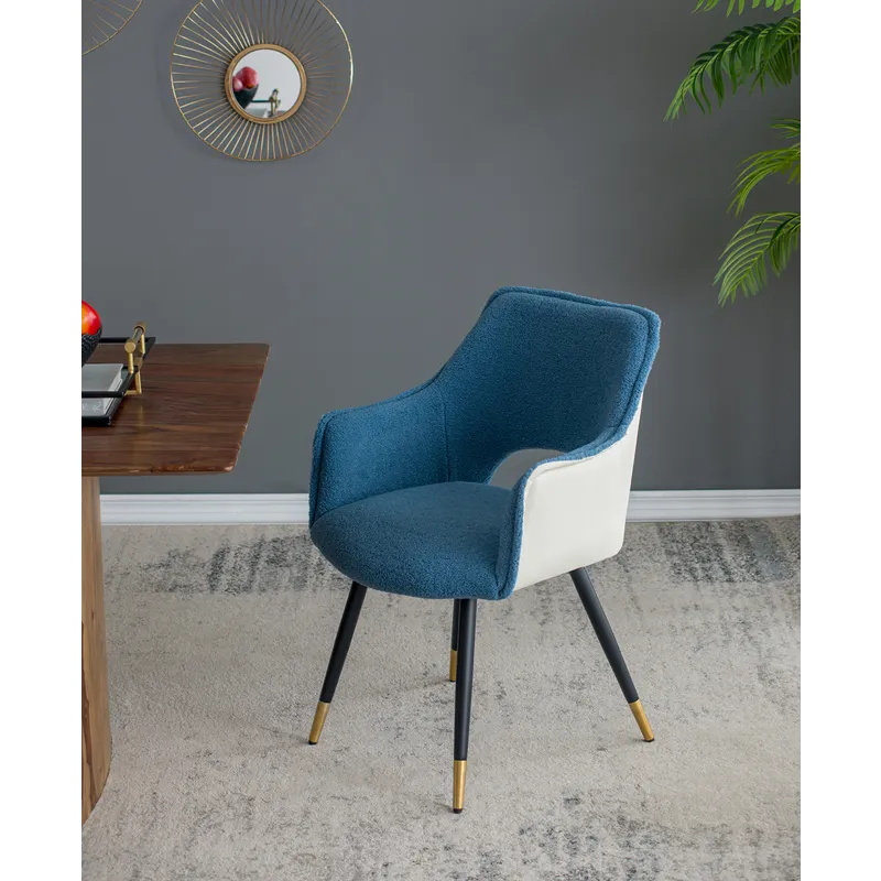 Fabric Side Chair, Living Room Bedroom Kitchen Vanity Accent Chair (Set of 2) - Blue