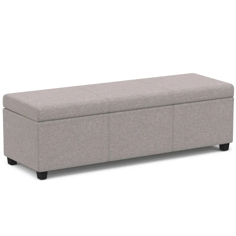 Avalon - Extra Large Storage Ottoman Bench - Cloud Grey