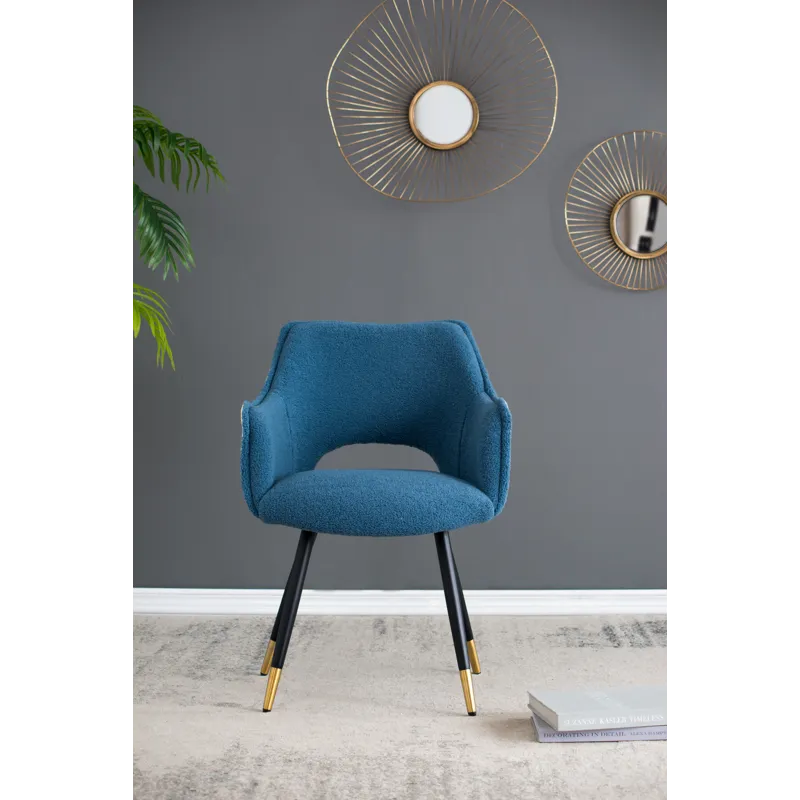 Fabric Side Chair, Living Room Bedroom Kitchen Vanity Accent Chair (Set of 2) - Blue