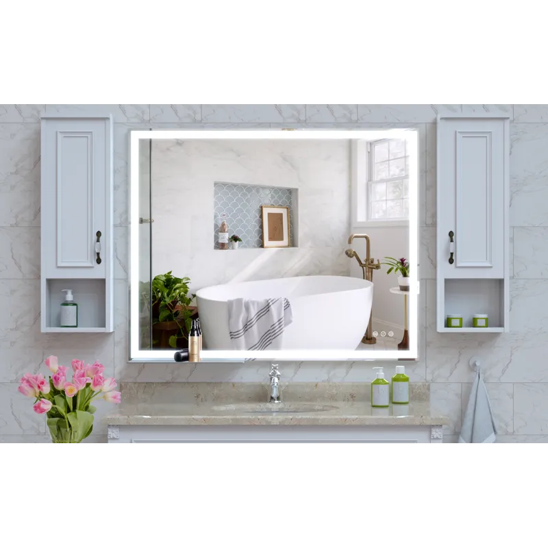 LED Bathroom Vanity Mirror, Wall Mounted Adjustable White / Warm / Natural Lights Anti-Fog Touch Swi