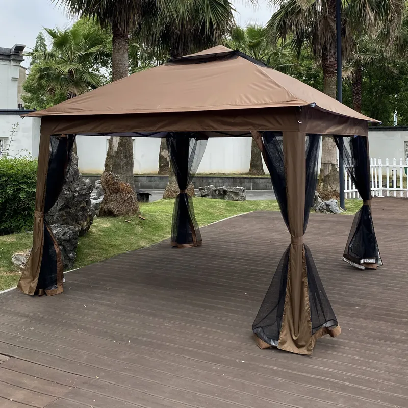 Outdoor 11X 11Ft Pop Up Gazebo Canopy With Removable Zipper Netting, 2 Tier Soft Top Event Tent, Sui
