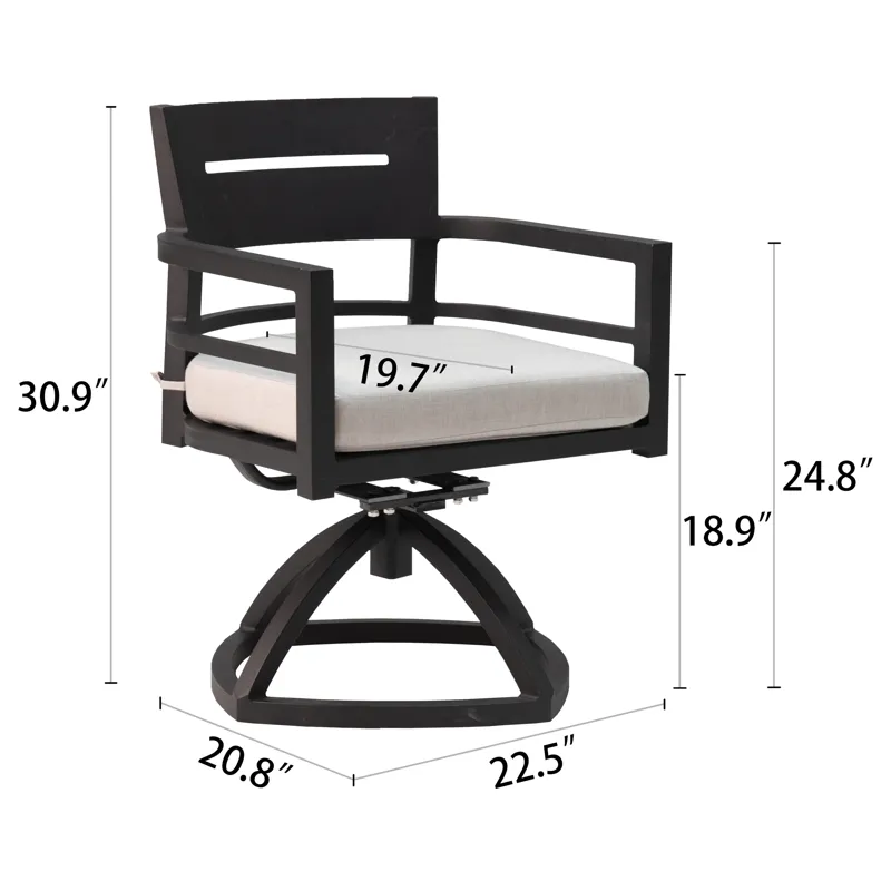 Outdoor Patio Swivel Rocker With Outdoor-Grade Sunbrella Fabric Cushions (Set of 2) - Ember Black
