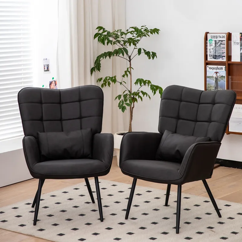 Leather Armchair, Modern Accent Chair High Back, Living Room Chair With Metal Legs And Soft Padded, 