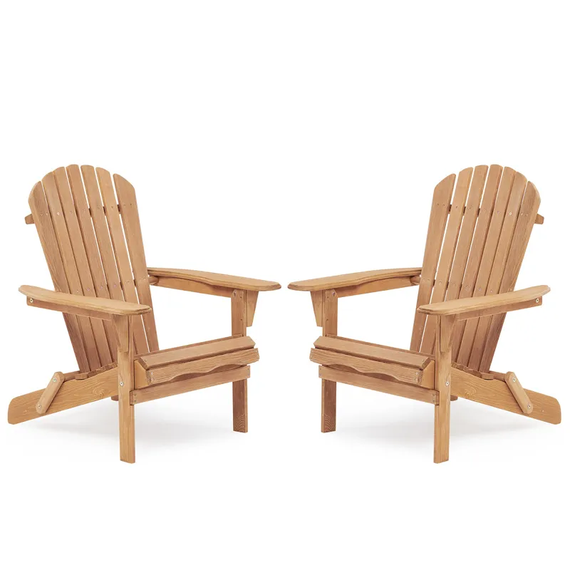 Wooden Outdoor Folding Adirondack Chair (Set of 2) Wood Lounge Patio Chair For Garden, Garden, Lawn,