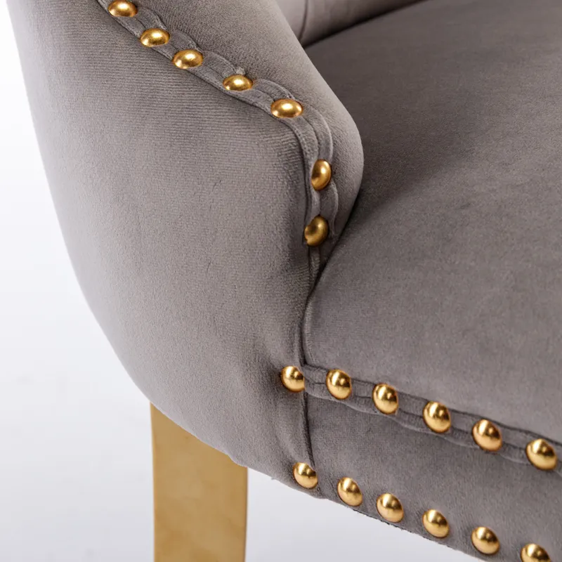 Nikki - Modern, High-End Tufted Solid Wood Contemporary Velvet Upholstered Dining Chair With Golden 