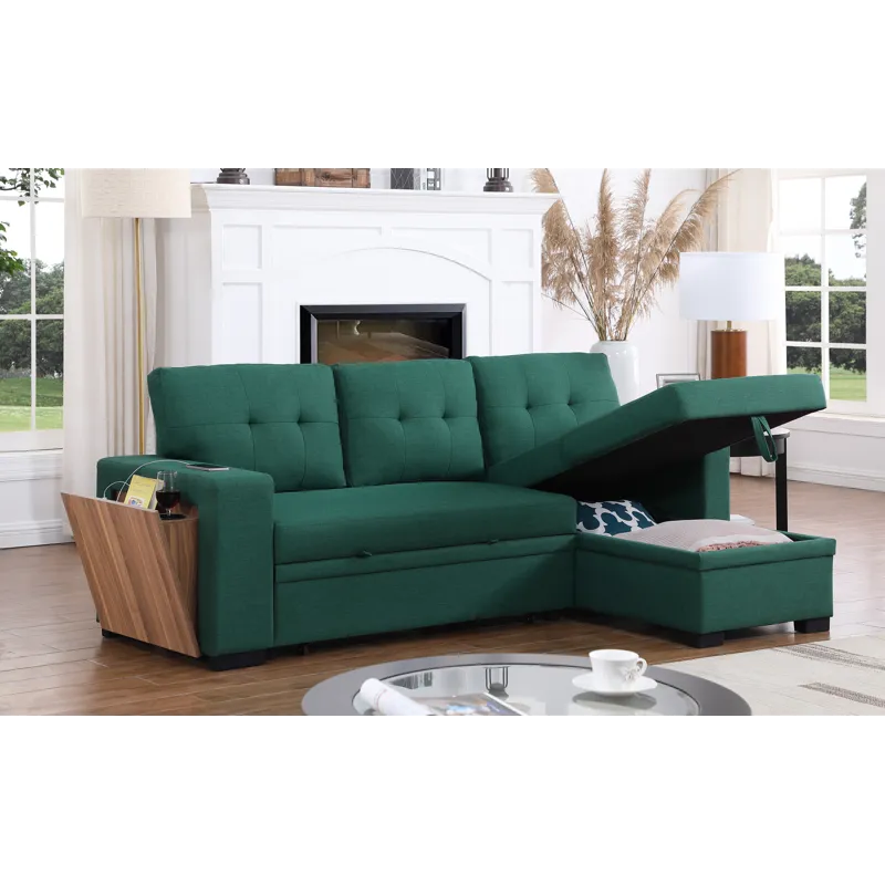 3 Piece Upholstered Sectional - Green