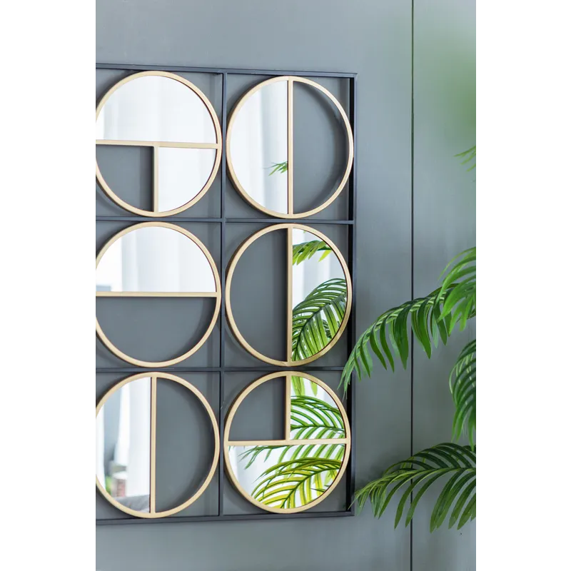 Eclectic Styling Metal Beaded Wall Mirror With Contemporary Design For Bedroom, Liveroom & Entryway 