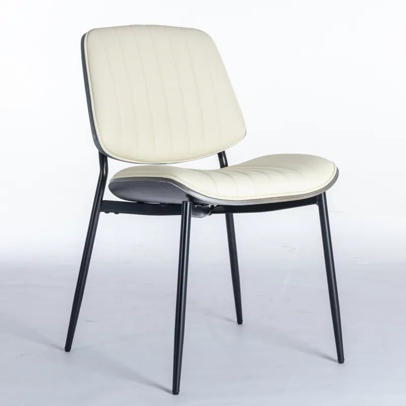 Dining Chairs (Set of 2) Mid-Century Modern Retro Faux Leather Chair With Walnut Bentwood Back Uphol