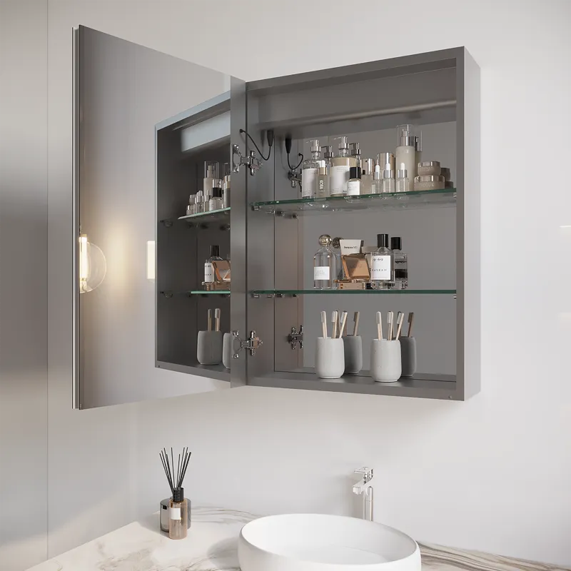26X20\" Bathroom Medicine Cabinet With LED Mirror, Anti-Fog, Waterproof, 3000K~6000K Single Door Lig