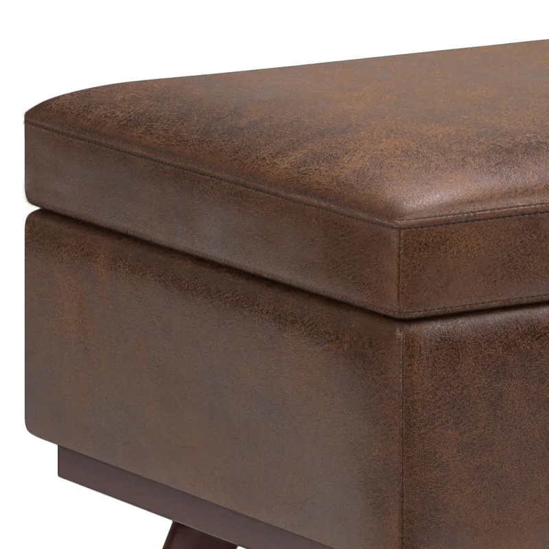 Owen - Lift Top Large Coffee Table Storage Ottoman - Distressed Chestnut Brown
