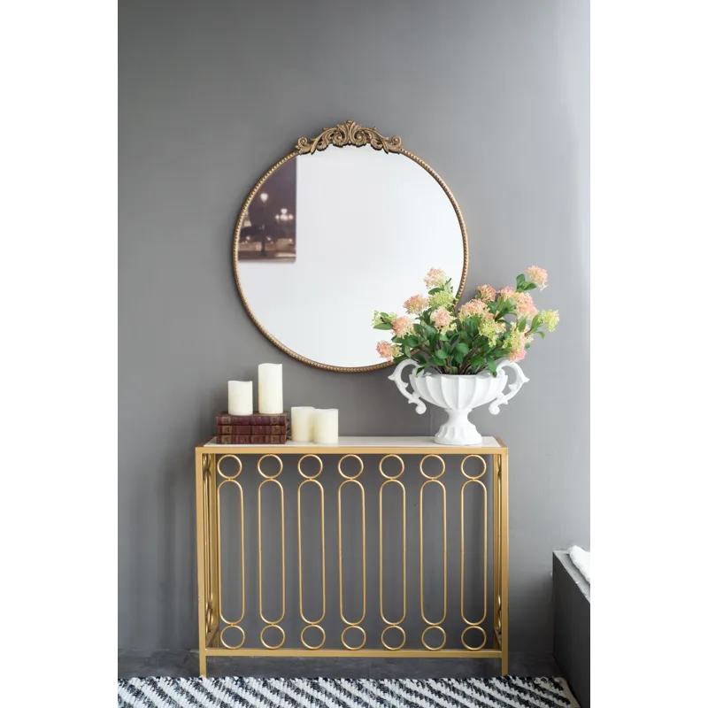 Round Wall Mounted Mirror With Metal Frame For Bathroom Living Room - Gold