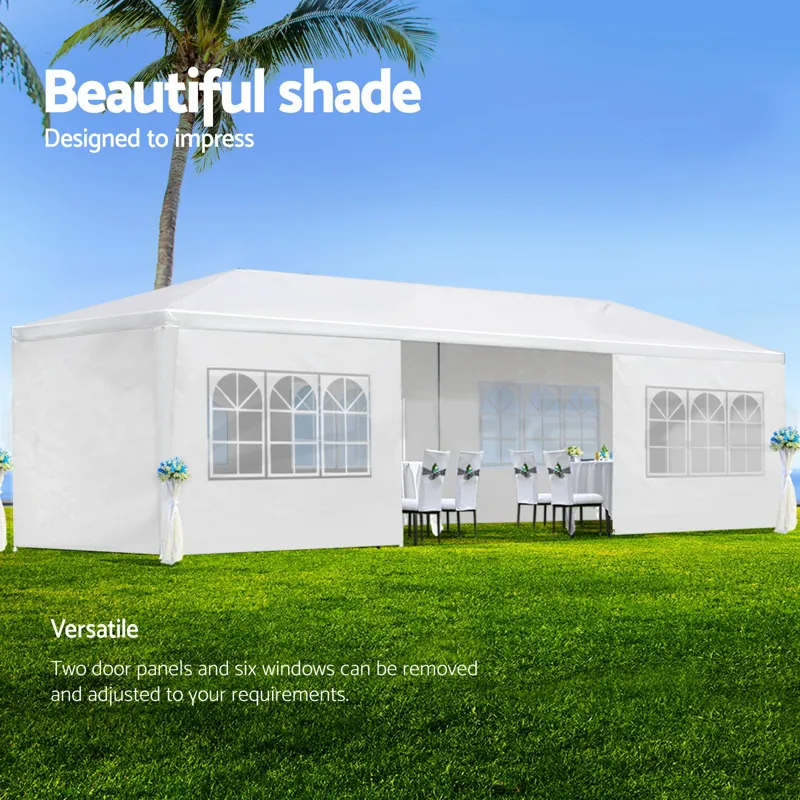 10X30' Wedding Party Canopy Tent Outdoor Gazebo With 8 Removable Sidewalls - White