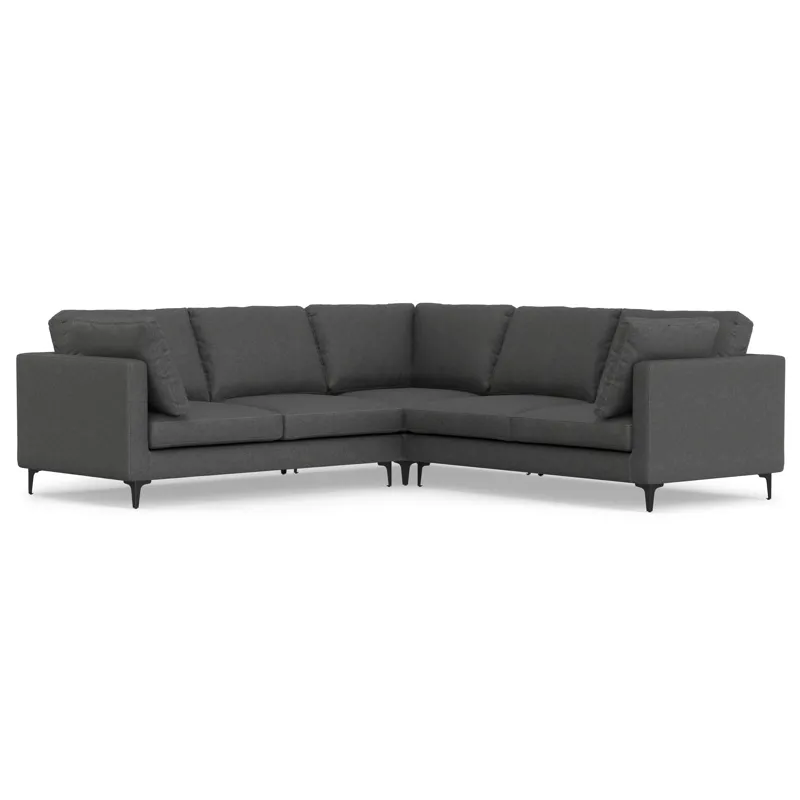 Ava - Mid Century Corner Sectional Sofa - Pebble Gray