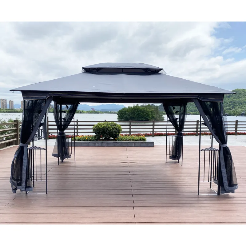 Outdoor Patio Gazebo Canopy Tent With Ventilated Double Roof And Mosquito Net (Detachable Mesh Scree