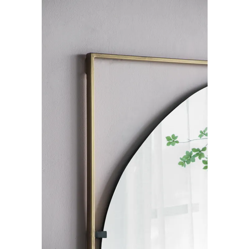 Poppy Mirror With Gold Metal Frame Contemporary Design For Bathroom, Entryway Wall Decor - Golden Black