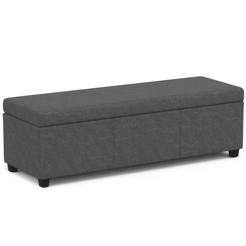 Avalon - Extra Large Storage Ottoman Bench - Slate Grey