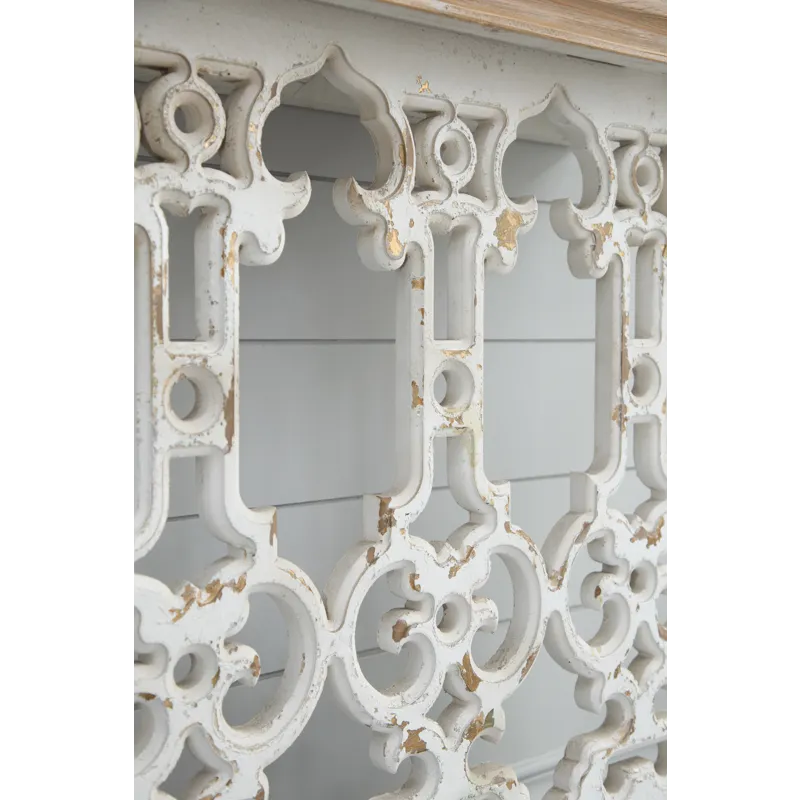 Classic Vintage Console Table With Wood Top - White Wash / Brown
