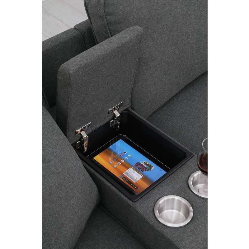 Eric - 9 Piece Upholstered Sectional With Ottoman - Dark Gray