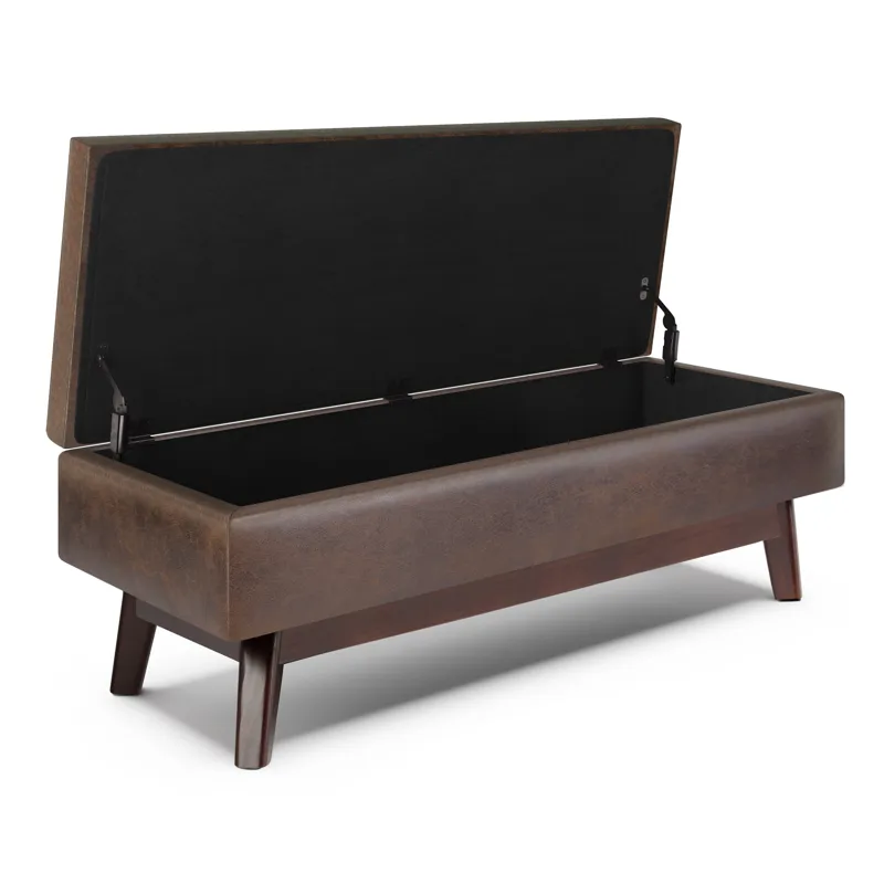 Owen - Rectangular Storage Ottoman - Distressed Chestnut Brown