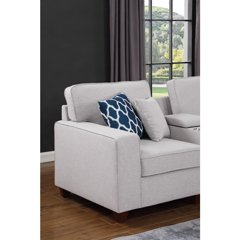 Eric - 9 Piece Upholstered Sectional With Ottoman - Light Gray