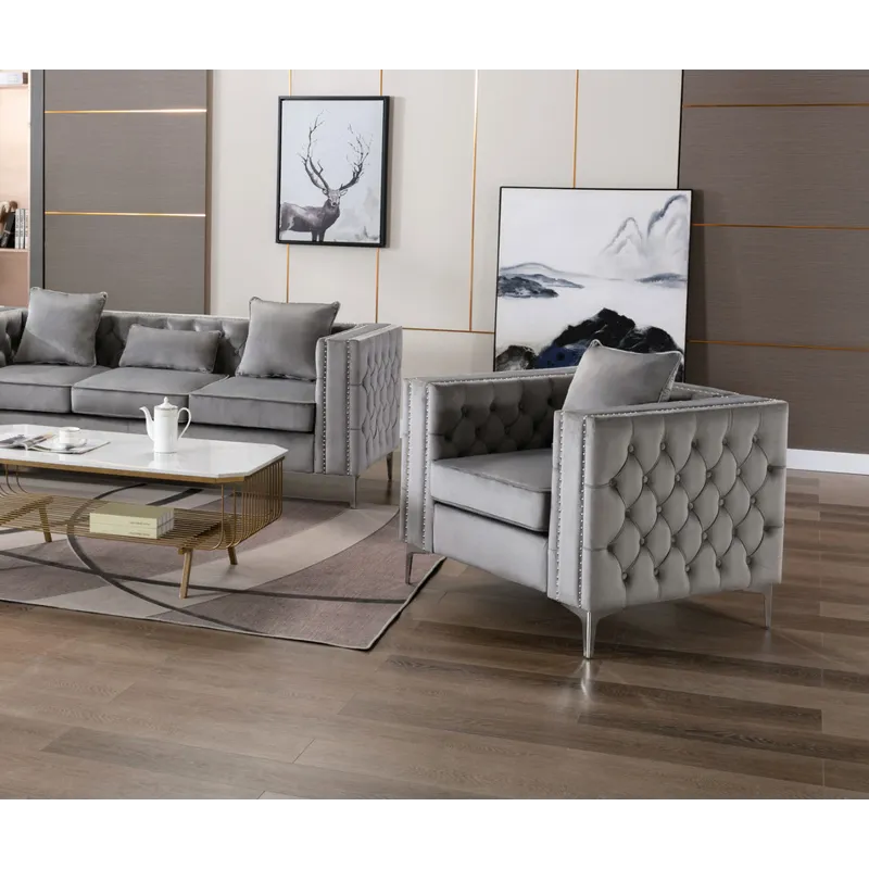 Lorreto - Velvet Chair - Gray