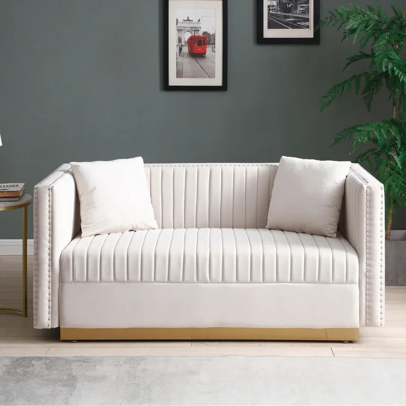 Contemporary Vertical Channel Tufted Sofa Loveseat Modern Upholstered Couch For Living Room With 2 P