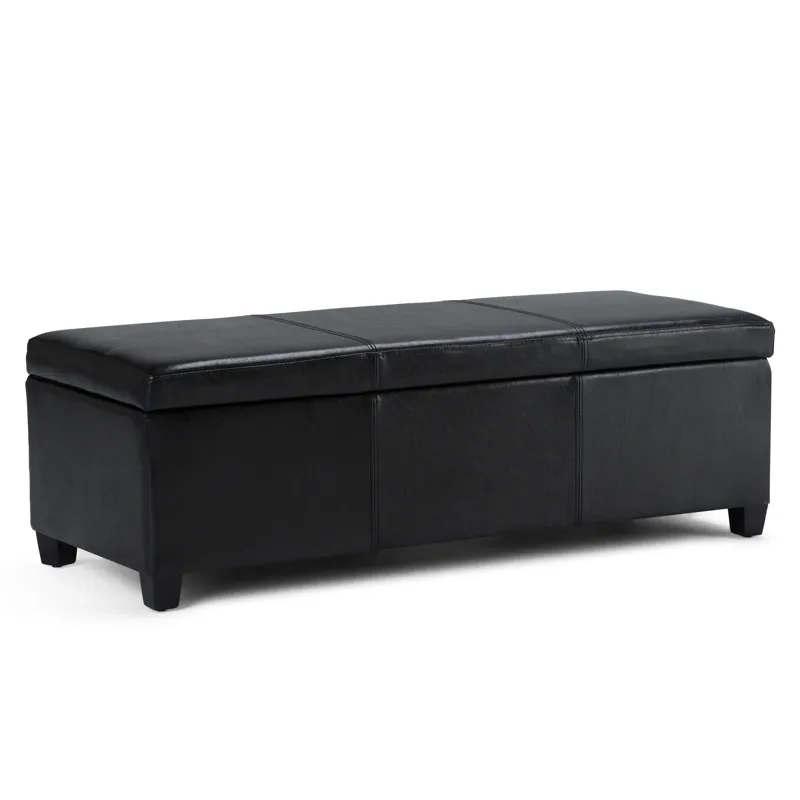 Avalon - Storage Ottoman Bench - Midnight Black