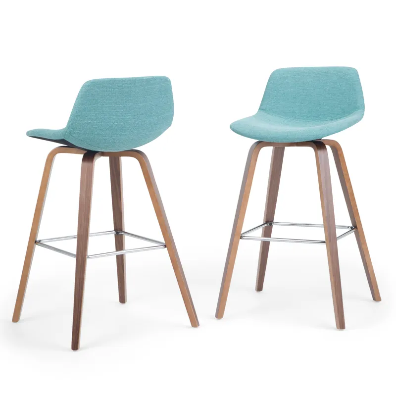 Randolph - Bentwood Counter Height Stool (Set of 2) - Aqua Blue / Dark Brown