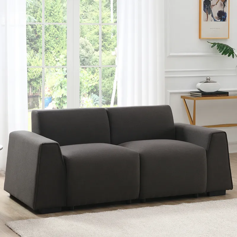 Modern Linen Sofa, Stylish And Minimalist 2-3 Seat Couch, Easy To Install, Exquisite Loveseat With Wide Armrests For Living Room - Dark Brown